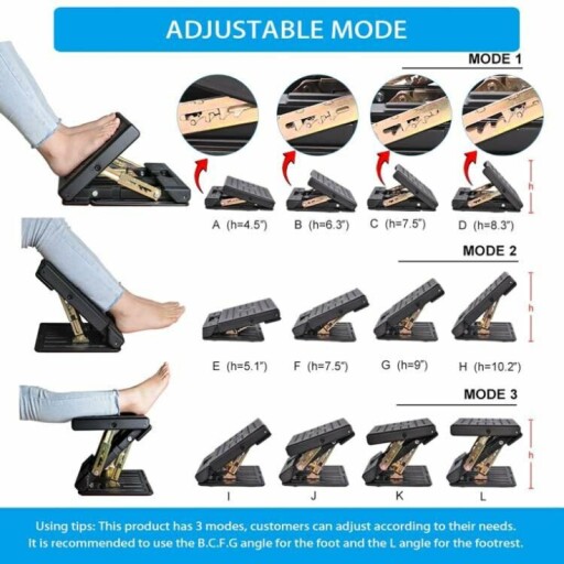 Ergonomic footrest in use