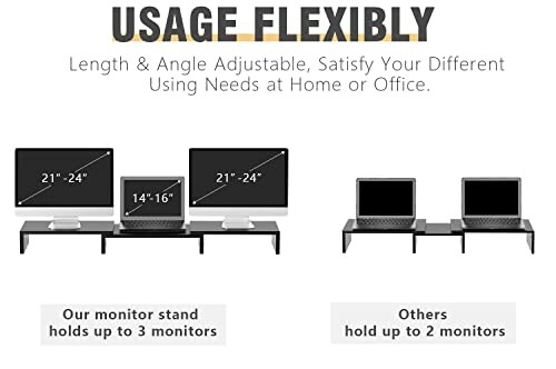 Comparison of adjustable monitor stands for home or office use.