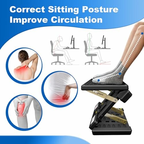 Ergonomic footrest for correct sitting posture and improved circulation