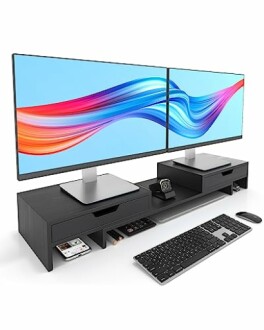 Monitor Stand with 2 Drawers for Desk