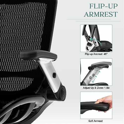 Ergonomic office chair with adjustable armrests for easy folding and space saving.