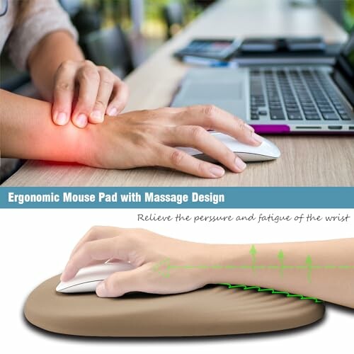 Ergonomic mouse pad with massage design for wrist relief.