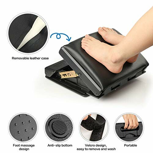 Foot massager with removable leather case, anti-slip bottom, and portable design