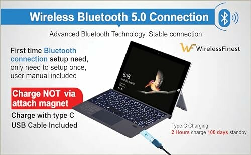 Laptop with Wireless Bluetooth 5.0 connection setup instructions
